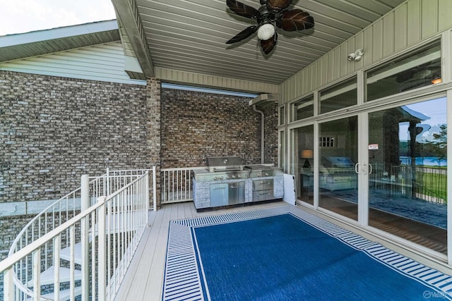 view of patio / terrace featuring ceiling fan and area for grilling