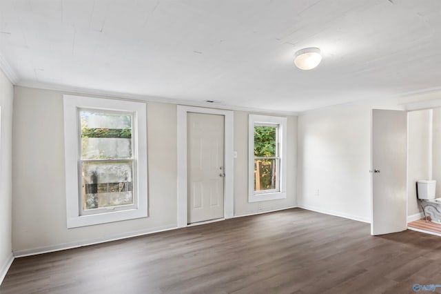 foyer entrance featuring dark hardwood / wood-style floors