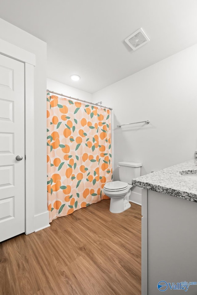 9130 Monteagle Blvd, Owens Cross Roads, AL 35763 - bathroom with vanity, wood finished floors, toilet, and baseboards