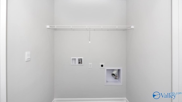 washroom featuring baseboards, laundry area, hookup for an electric dryer, and hookup for a washing machine