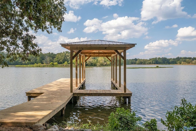 view of dock featuring a water view