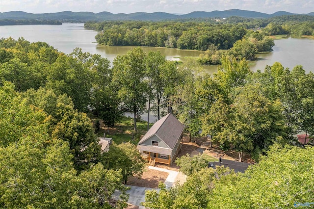 665 County Road 585, Cedar Bluff, AL 35959 - aerial view of property and surrounding area with a water and mountain view and a forest