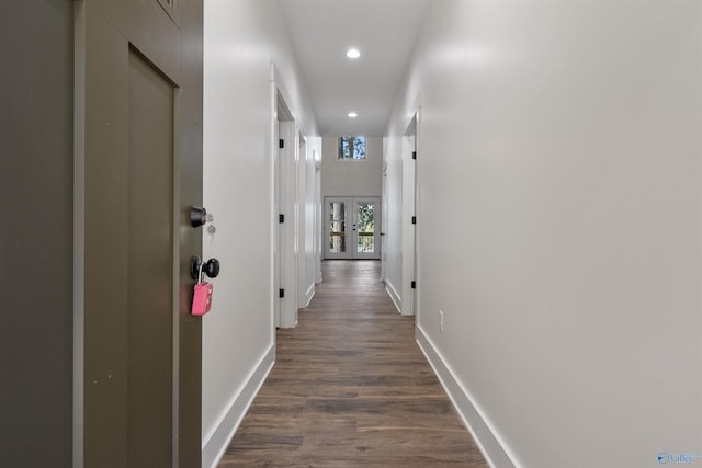 665 County Road 585, Cedar Bluff, AL 35959 - hall with recessed lighting, dark wood-style floors, and baseboards