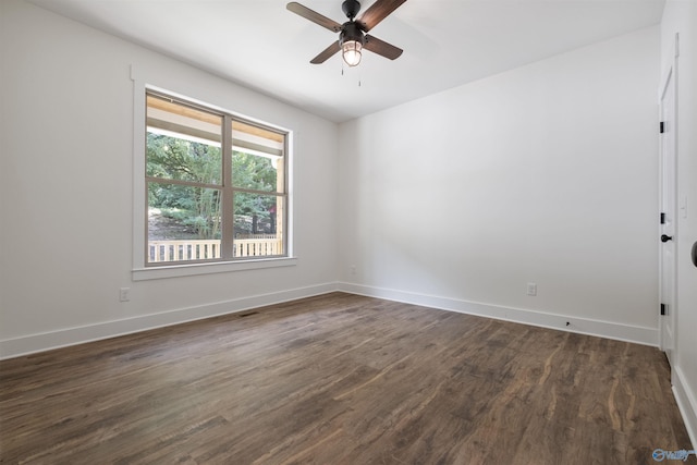 665 County Road 585, Cedar Bluff, AL 35959 - unfurnished room with ceiling fan, dark wood-style flooring, and baseboards
