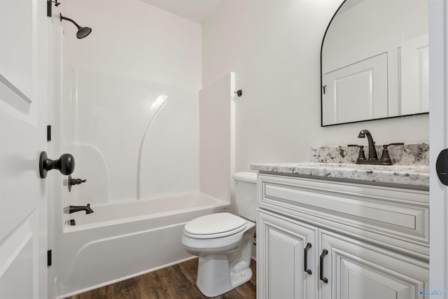 665 County Road 585, Cedar Bluff, AL 35959 - full bathroom with vanity, wood finished floors,  shower combination, and toilet