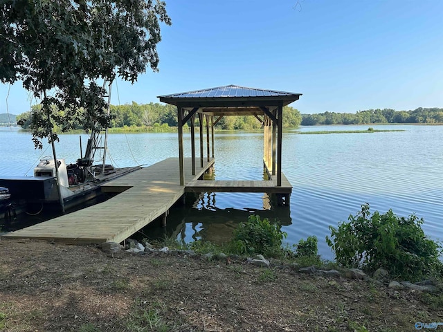 view of dock featuring a water view