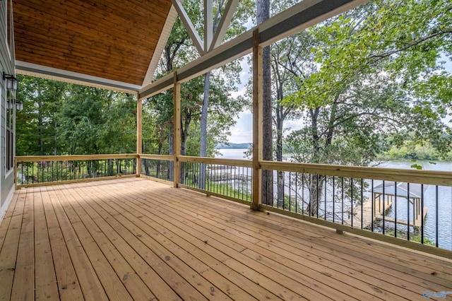 wooden terrace with a water view