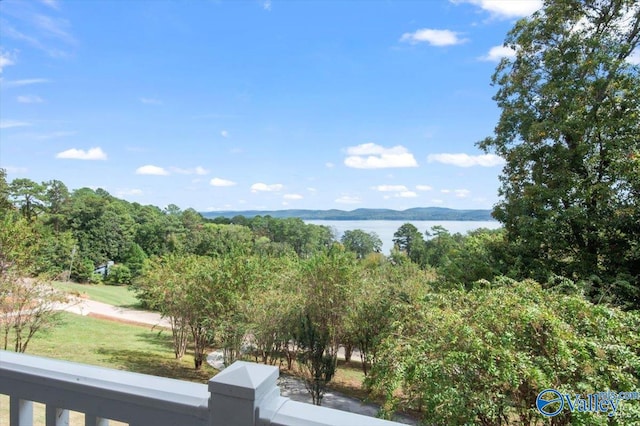 view of mountain feature featuring a water view