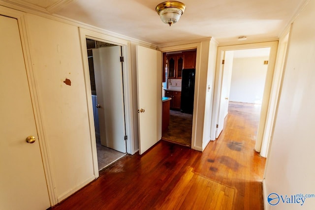 hallway with dark hardwood / wood-style floors