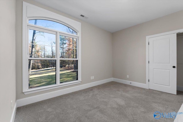 view of carpeted spare room