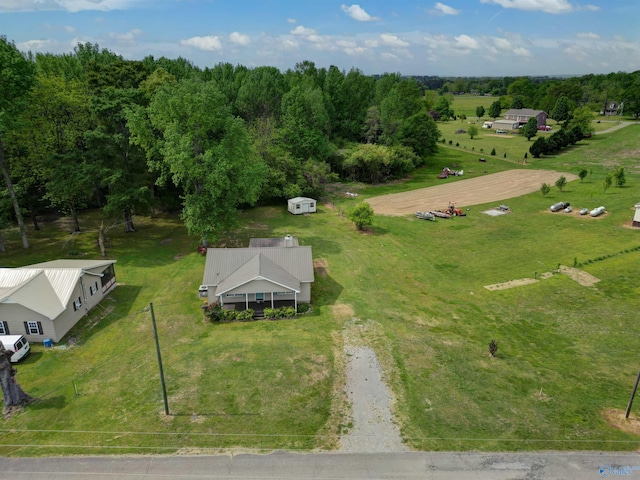 aerial view featuring a rural view