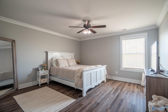 25366 Nettlebrooke Dr, Athens, AL 35613 - bedroom featuring dark wood-style floors, baseboards, crown molding, and visible vents