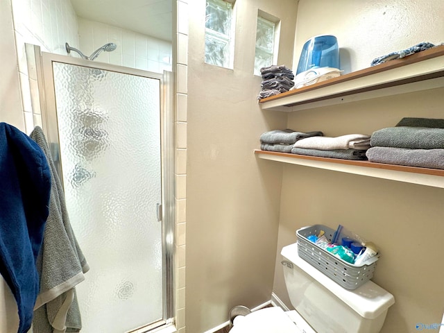 bathroom featuring toilet and walk in shower