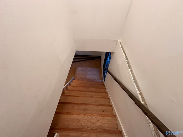 stairs with hardwood / wood-style floors