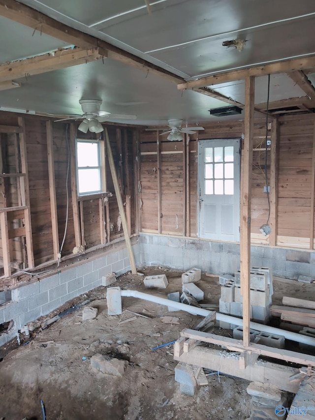 6321 Willow Rd, Ider, AL 35981 - misc room with healthy amount of natural light, ceiling fan, and concrete block wall