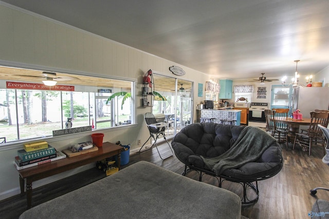 1700 County Road 102, Cedar Bluff, AL 35959 - living area with a ceiling fan, plenty of natural light, and wood finished floors