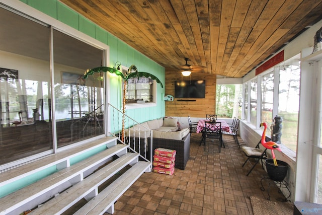 1700 County Road 102, Cedar Bluff, AL 35959 - sunroom / solarium with an outdoor living space, ceiling fan, and entry steps