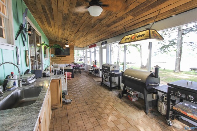 1700 County Road 102, Cedar Bluff, AL 35959 - view of patio with an outdoor kitchen, outdoor lounge area, and a ceiling fan