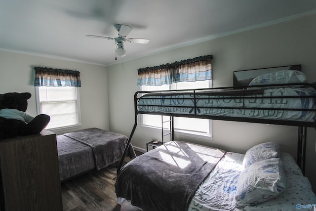 1700 County Road 102, Cedar Bluff, AL 35959 - bedroom featuring wood finished floors, crown molding, and a ceiling fan