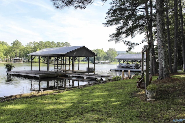 1700 County Road 102, Cedar Bluff, AL 35959 - dock with boat lift, a yard, and a water view
