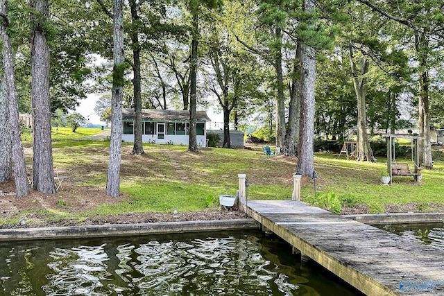 1700 County Road 102, Cedar Bluff, AL 35959 - dock area with a lawn and a water view
