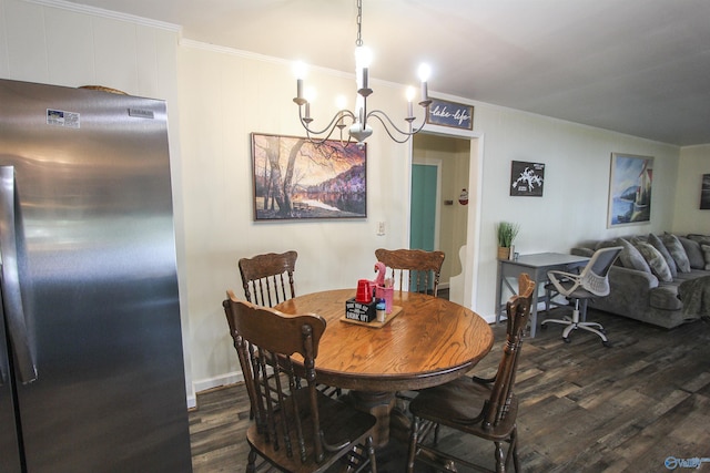 1700 County Road 102, Cedar Bluff, AL 35959 - dining room with dark wood-style flooring, crown molding, and a chandelier
