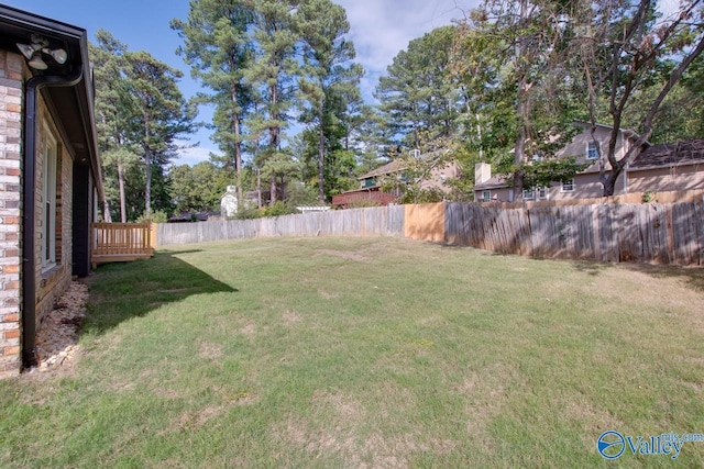 view of yard featuring a fenced backyard