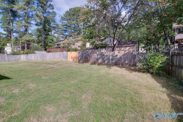 view of yard featuring a fenced backyard