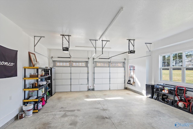 garage with a garage door opener