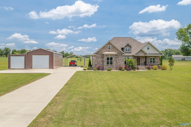 craftsman-style home with a garage and a front yard