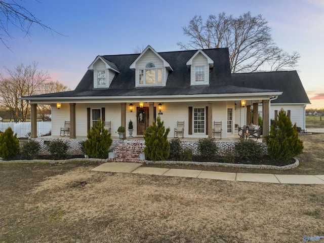 view of front facade featuring covered porch