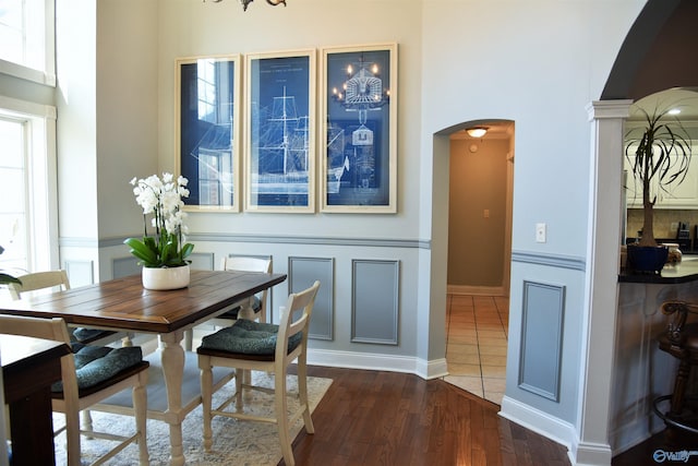 dining room featuring dark wood-type flooring