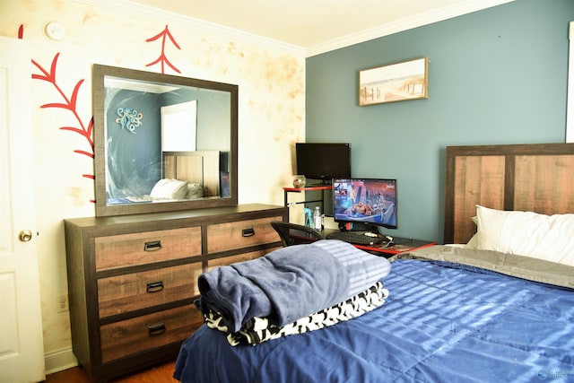 bedroom featuring ornamental molding