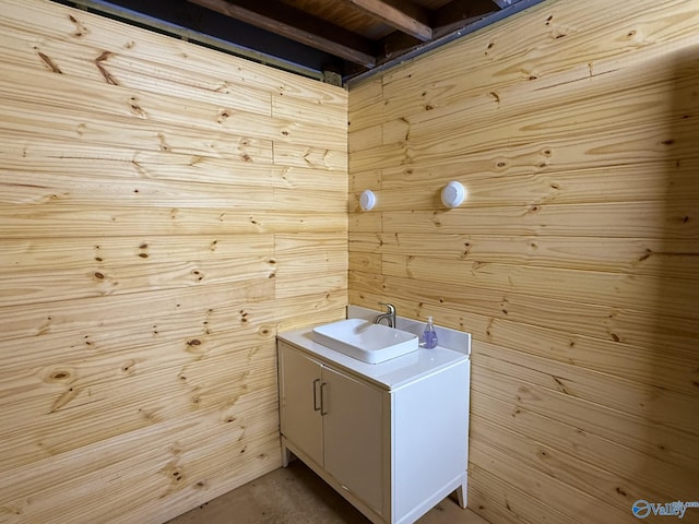 140 Ben Johnson Rd, Pulaski, TN 38478 - washroom with wooden walls and a sink