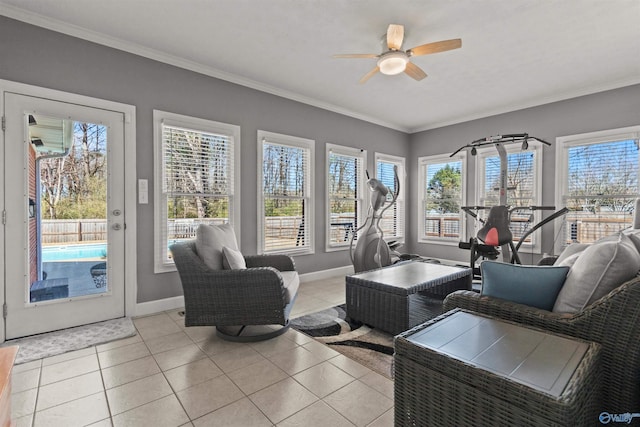 interior space featuring a healthy amount of sunlight and crown molding