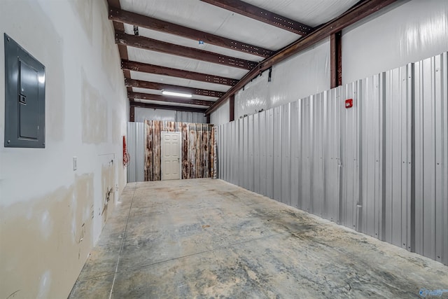 storage with a garage and electric panel