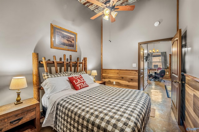 bedroom featuring a high ceiling