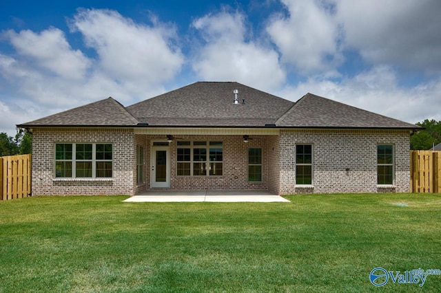 210 Lyndon Cove Rd, Huntsville, AL 35811 - rear view of house featuring brick siding, a ceiling fan, a shingled roof, and a patio