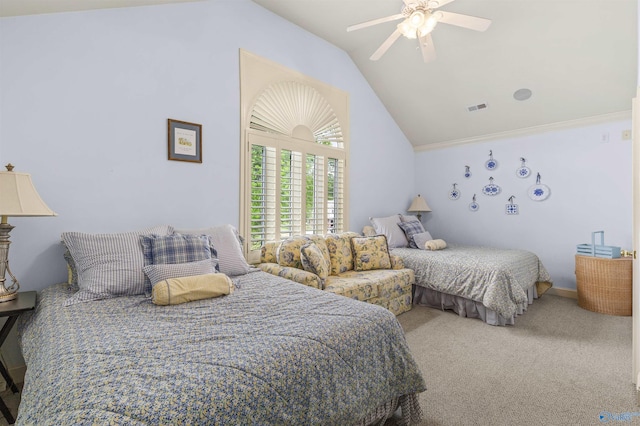 6468 Turtle Bay Way E, Athens, AL 35611 - carpeted bedroom featuring vaulted ceiling and a ceiling fan