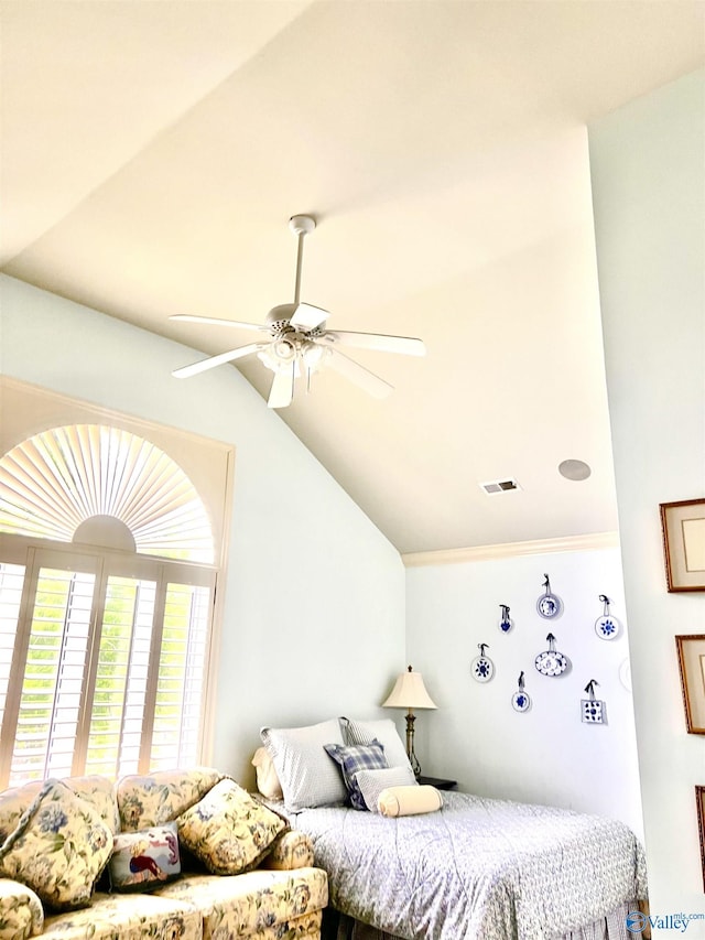 6468 Turtle Bay Way E, Athens, AL 35611 - bedroom featuring vaulted ceiling and ceiling fan