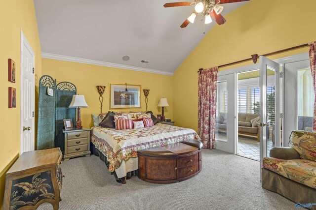 6468 Turtle Bay Way E, Athens, AL 35611 - carpeted bedroom with lofted ceiling, ceiling fan, and crown molding