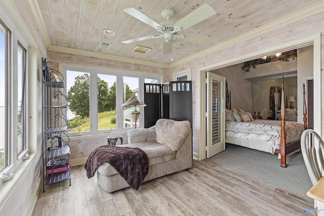 6468 Turtle Bay Way E, Athens, AL 35611 - bedroom featuring wood ceiling, crown molding, wood finished floors, ceiling fan, and baseboards