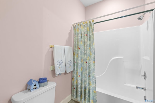 6468 Turtle Bay Way E, Athens, AL 35611 - full bathroom featuring shower / bath combo with shower curtain, toilet, and baseboards