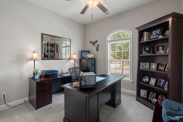 907 Binding Br NW, Huntsville, AL 35806 - office area with light colored carpet and ceiling fan