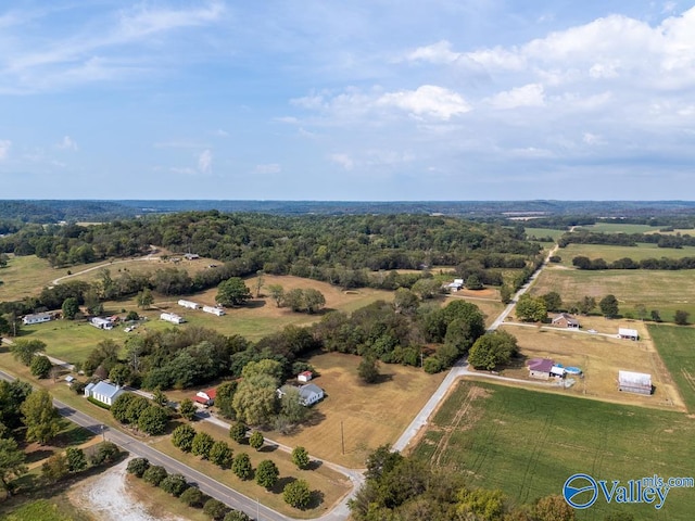 drone / aerial view with a rural view