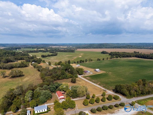 birds eye view of property featuring a rural view