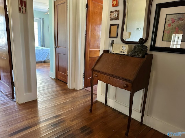 hall featuring dark hardwood / wood-style floors