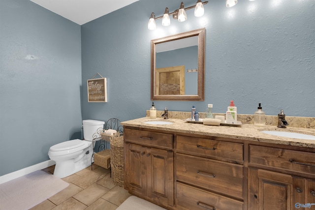 bathroom with tile patterned floors, vanity, and toilet