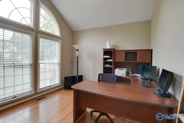14850 Creek Ln, Athens, AL 35613 - office with light wood-type flooring and high vaulted ceiling