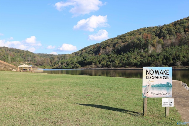 view of mountain feature featuring a water view